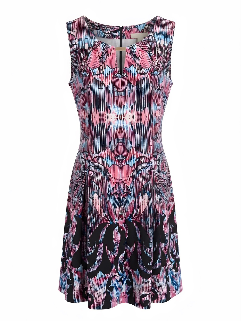 Roz & Ali Pink, Blue & Black Printed Sleeveless Fit-and-Flare Mini Dress